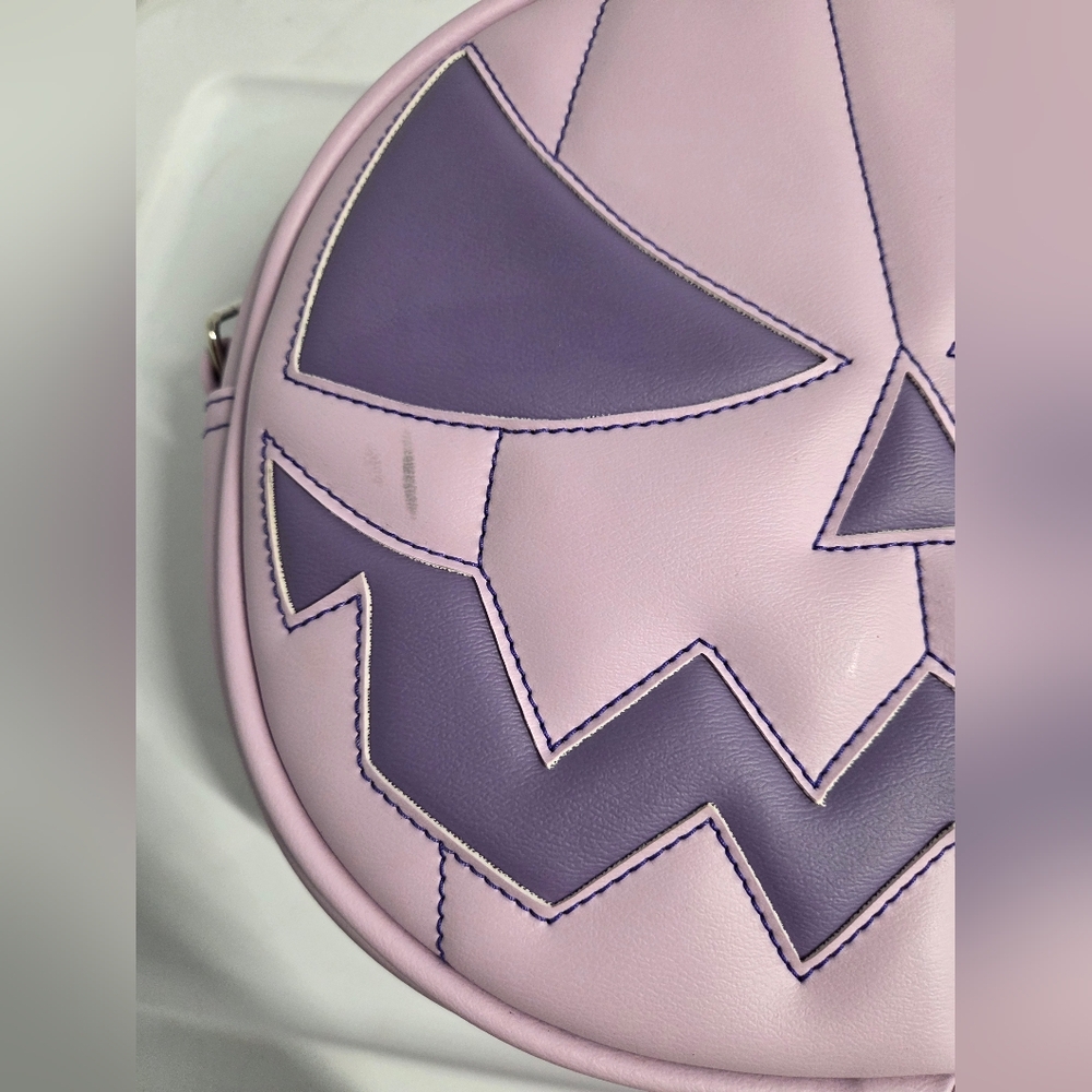 Love Pain and Stitches handcrafted pumpkin face crossbody in lavender - Picture 2 of 12